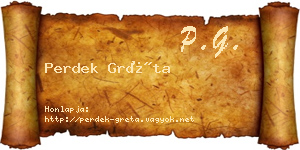 Perdek Gréta névjegykártya